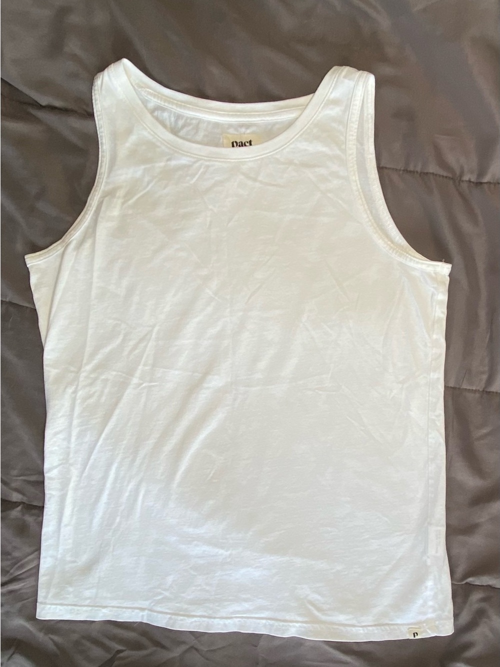 Pact Organic Cotton High Neck Tank Top White Medium